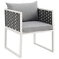 Stance Outdoor Patio Aluminum Dining Armchair, Aluminum Metal Steel, White 14084