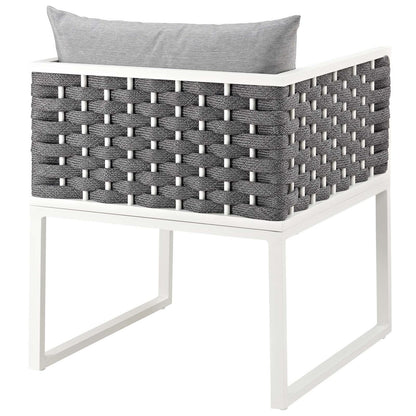 Stance Outdoor Patio Aluminum Dining Armchair, Aluminum Metal Steel, White 14084