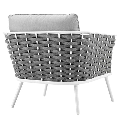 Stance Outdoor Patio Aluminum Armchair, Aluminum Metal Steel, White 14085