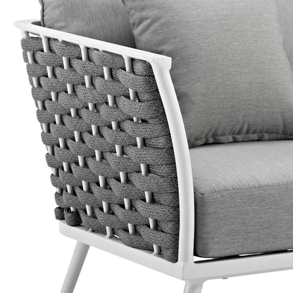 Stance Outdoor Patio Aluminum Armchair, Aluminum Metal Steel, White 14085
