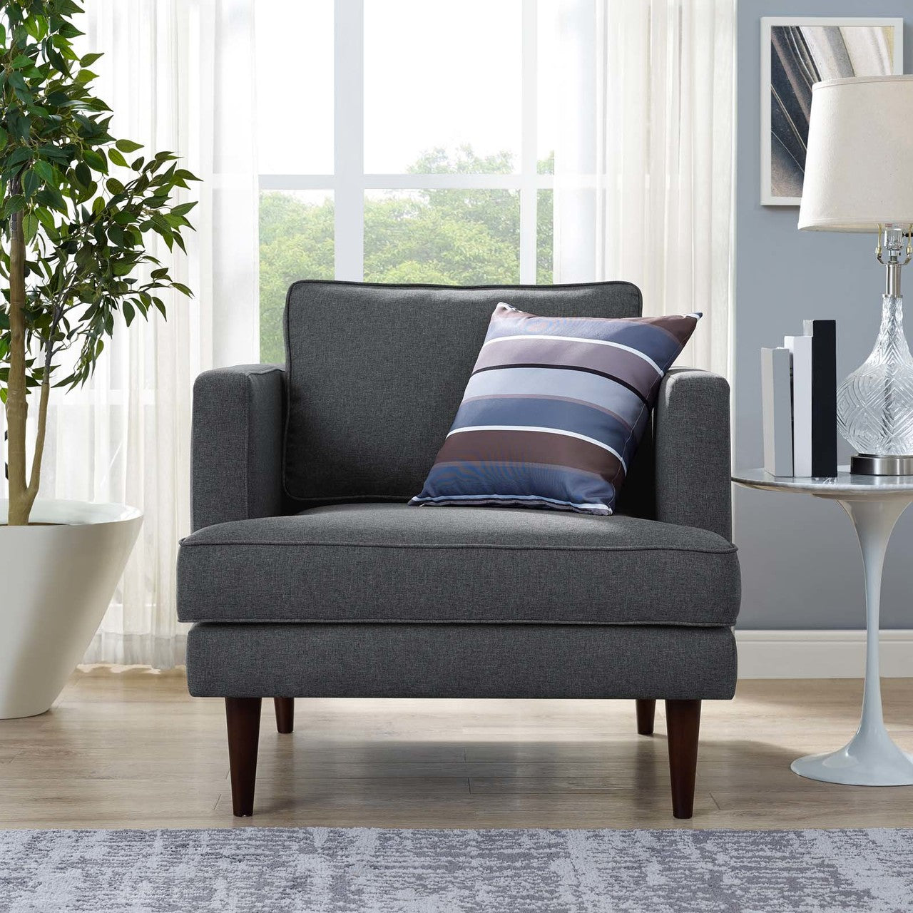 Agile Upholstered Fabric Armchair, Fabric, Grey Gray 14087