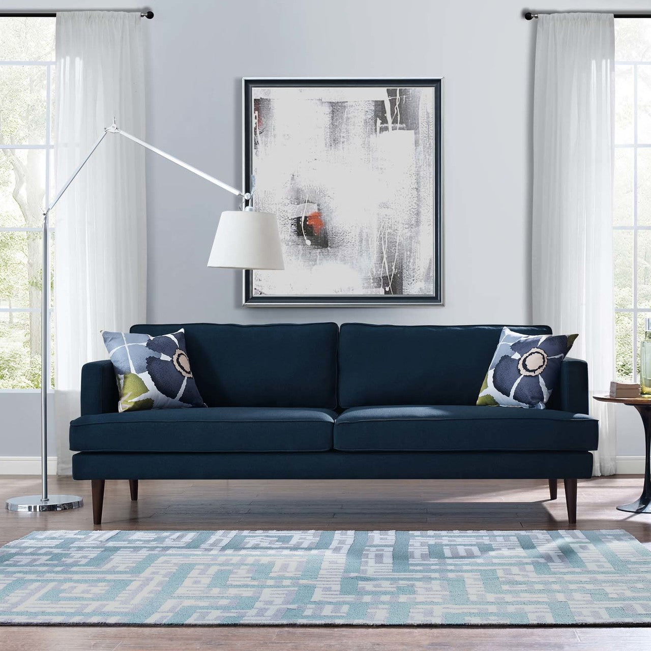 Agile Upholstered Fabric Sofa, Fabric, Blue 14094