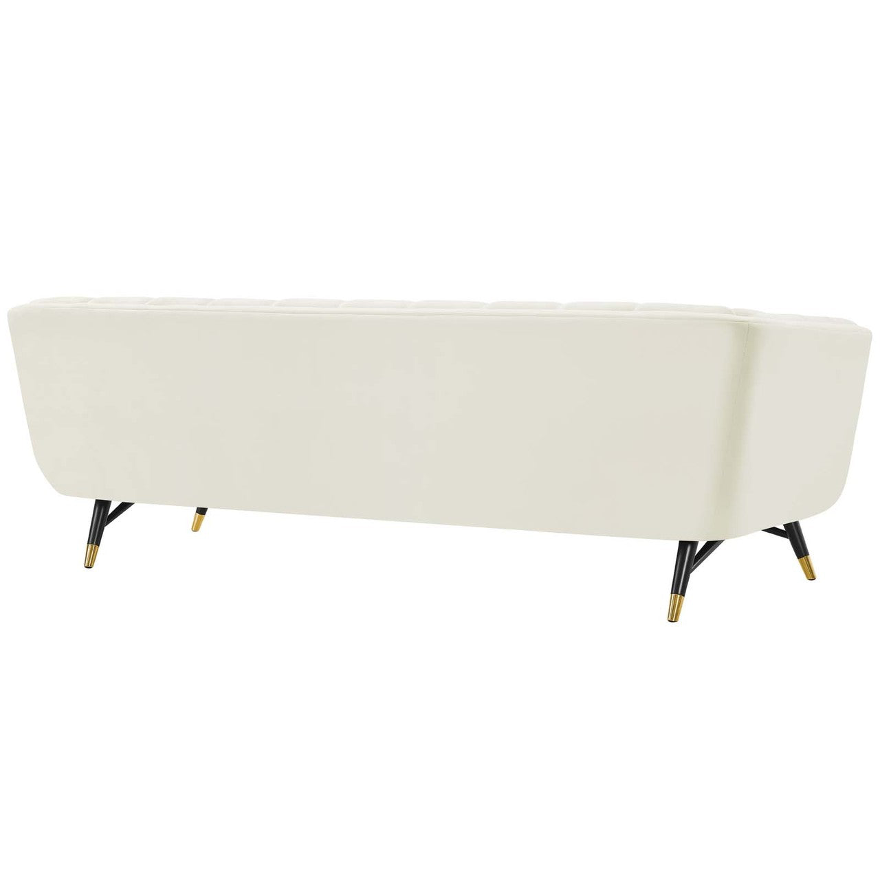 Adept Upholstered Velvet Sofa, Velvet Fabric, Ivory White 14103