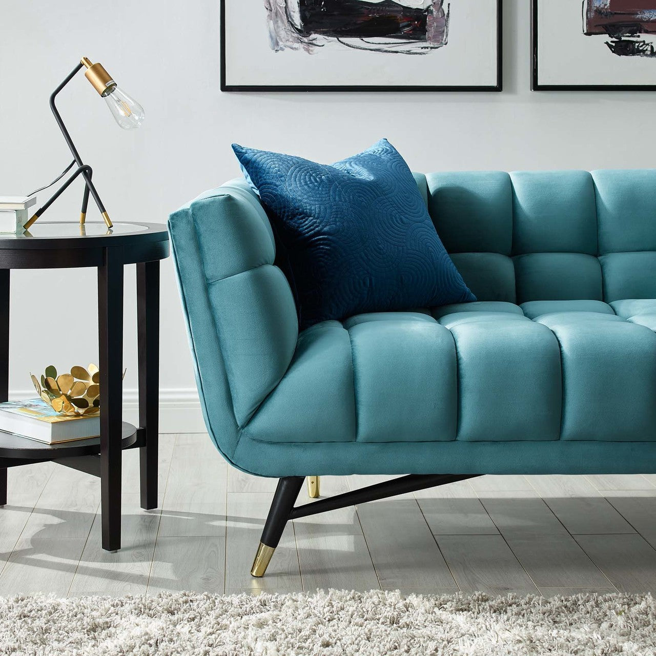 Adept Upholstered Velvet Sofa, Velvet Fabric, Blue 14105