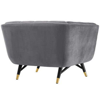 Adept Upholstered Velvet Armchair, Velvet Fabric, Grey Gray 14106