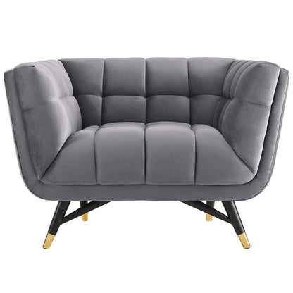 Adept Upholstered Velvet Armchair, Velvet Fabric, Grey Gray 14106