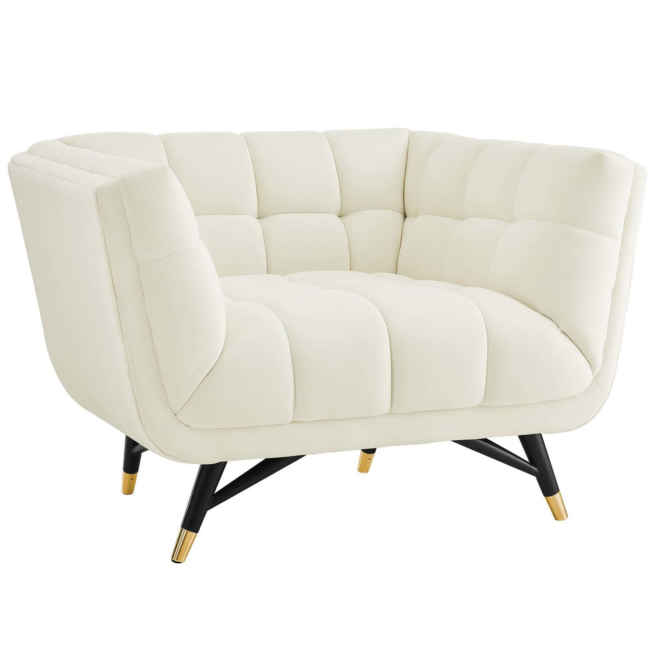 Adept Upholstered Velvet Armchair, Velvet Fabric, Ivory White 14107