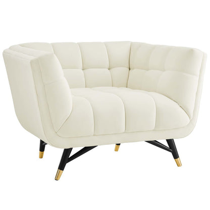 Adept Upholstered Velvet Armchair, Velvet Fabric, Ivory White 14107