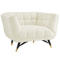 Adept Upholstered Velvet Armchair, Velvet Fabric, Ivory White 14107
