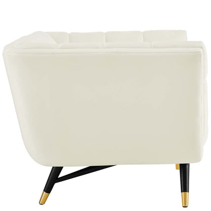 Adept Upholstered Velvet Armchair, Velvet Fabric, Ivory White 14107