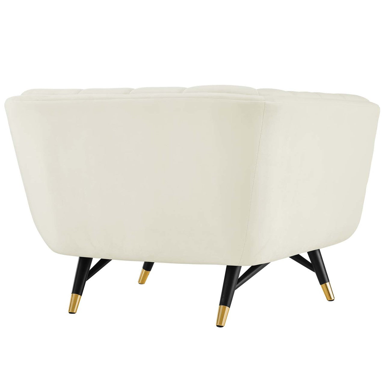Adept Upholstered Velvet Armchair, Velvet Fabric, Ivory White 14107