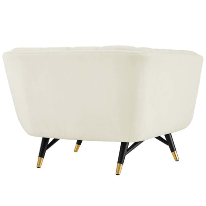 Adept Upholstered Velvet Armchair, Velvet Fabric, Ivory White 14107