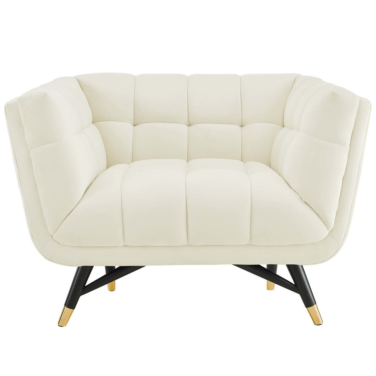 Adept Upholstered Velvet Armchair, Velvet Fabric, Ivory White 14107