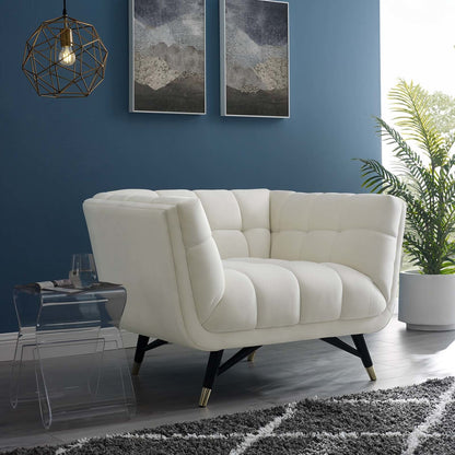 Adept Upholstered Velvet Armchair, Velvet Fabric, Ivory White 14107