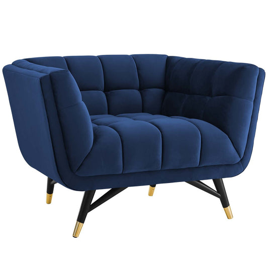 Adept Upholstered Velvet Armchair, Velvet Fabric, Navy Blue 14108