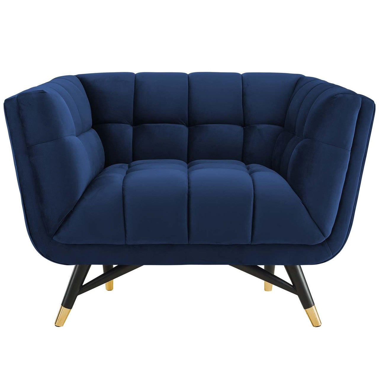 Adept Upholstered Velvet Armchair, Velvet Fabric, Navy Blue 14108