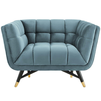 Adept Upholstered Velvet Armchair, Velvet Fabric, Blue 14109