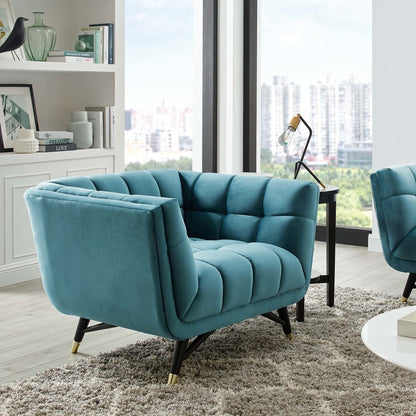 Adept Upholstered Velvet Armchair, Velvet Fabric, Blue 14109