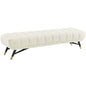 Adept Upholstered Velvet Bench, Velvet Fabric, Ivory White 14111
