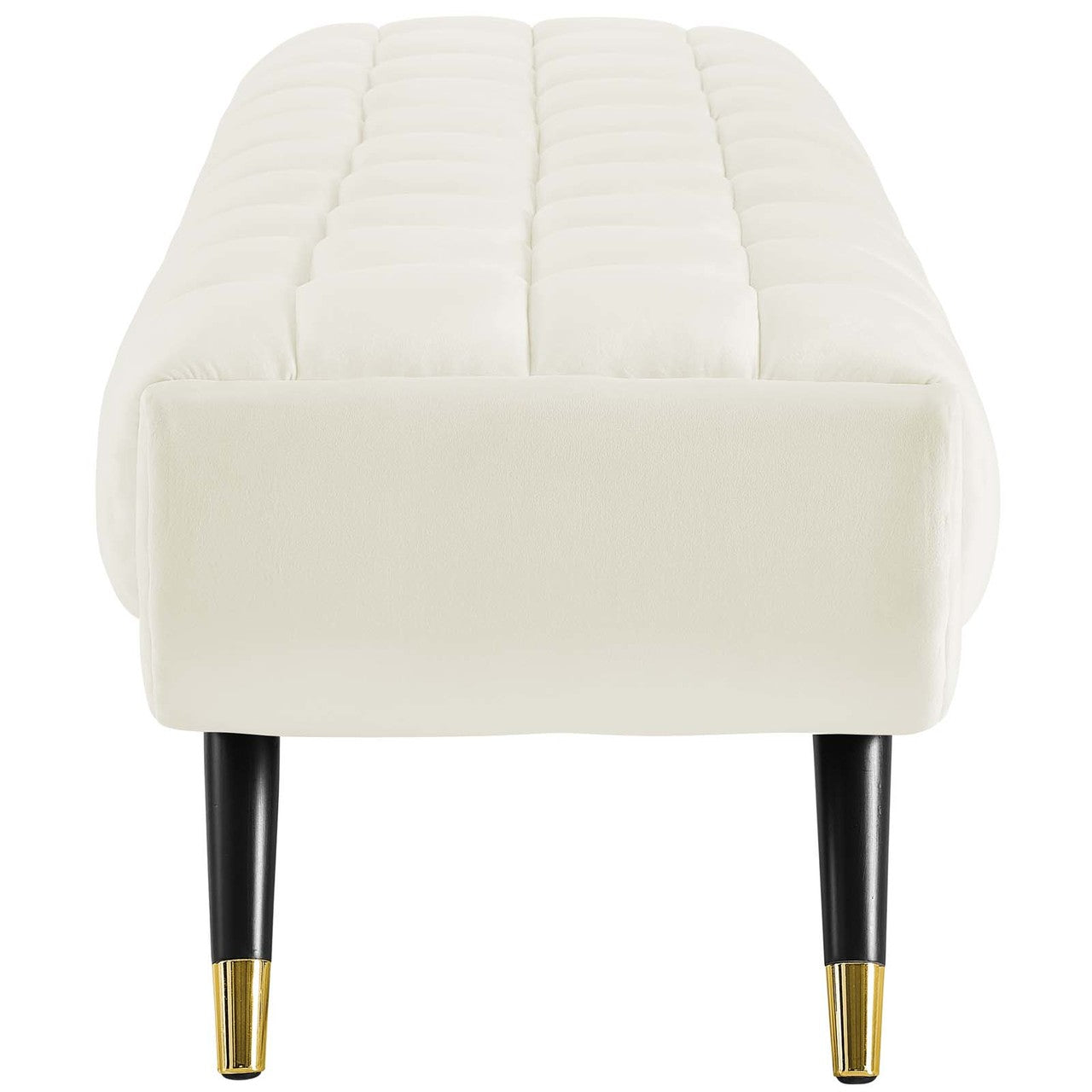 Adept Upholstered Velvet Bench, Velvet Fabric, Ivory White 14111