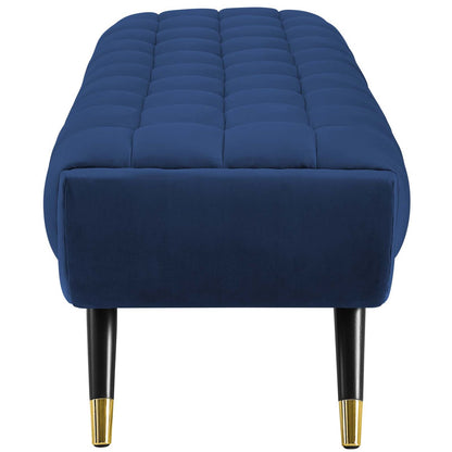 Adept Upholstered Velvet Bench, Velvet Fabric, Navy Blue 14112