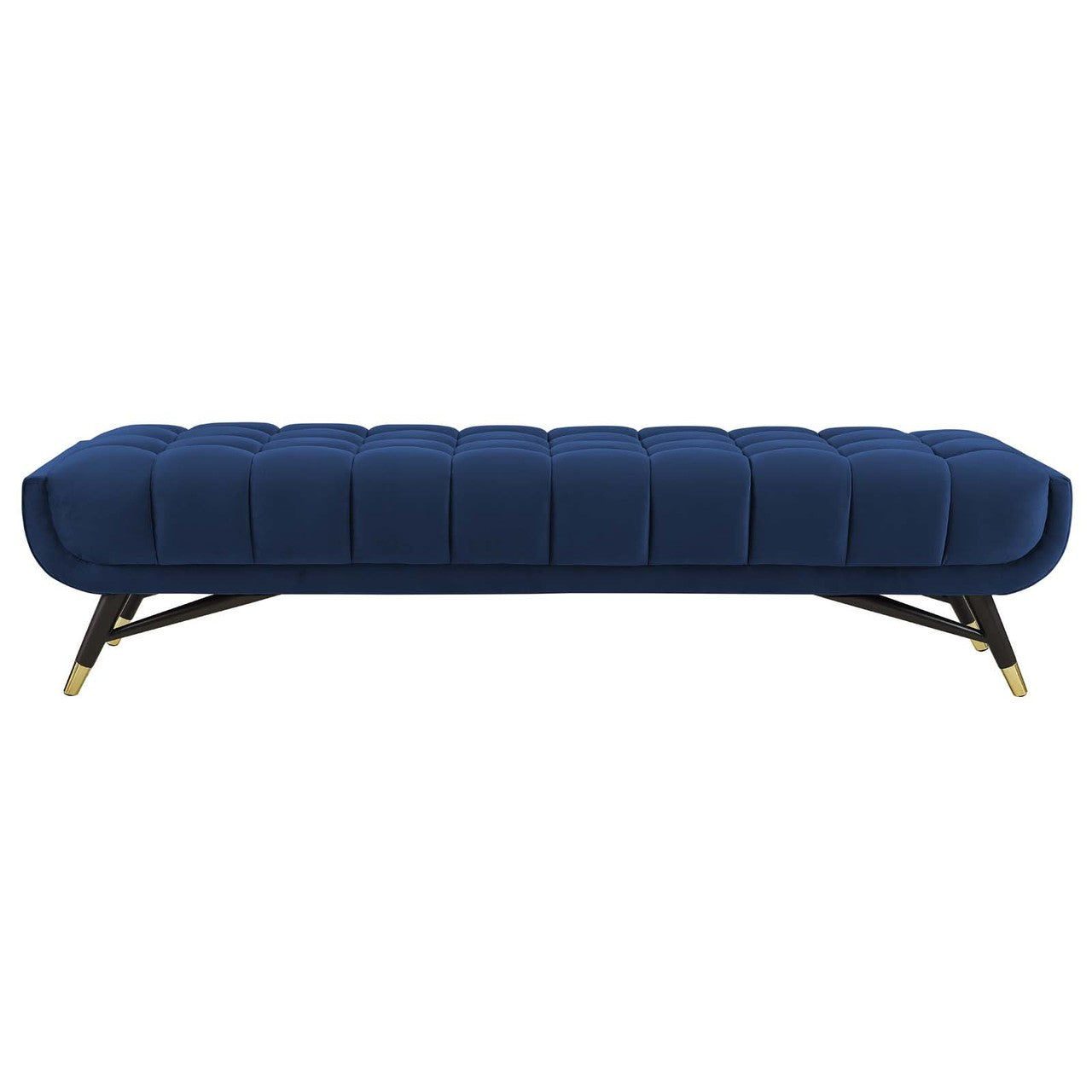 Adept Upholstered Velvet Bench, Velvet Fabric, Navy Blue 14112