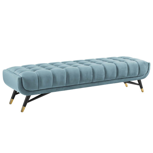Adept Upholstered Velvet Bench, Velvet Fabric, Blue 14113