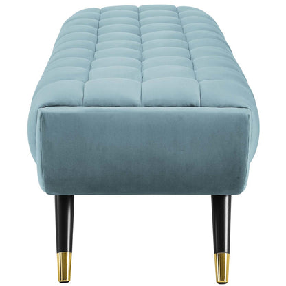 Adept Upholstered Velvet Bench, Velvet Fabric, Blue 14113