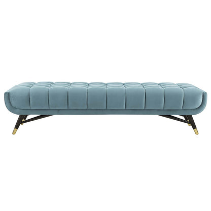 Adept Upholstered Velvet Bench, Velvet Fabric, Blue 14113