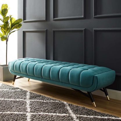 Adept Upholstered Velvet Bench, Velvet Fabric, Blue 14113