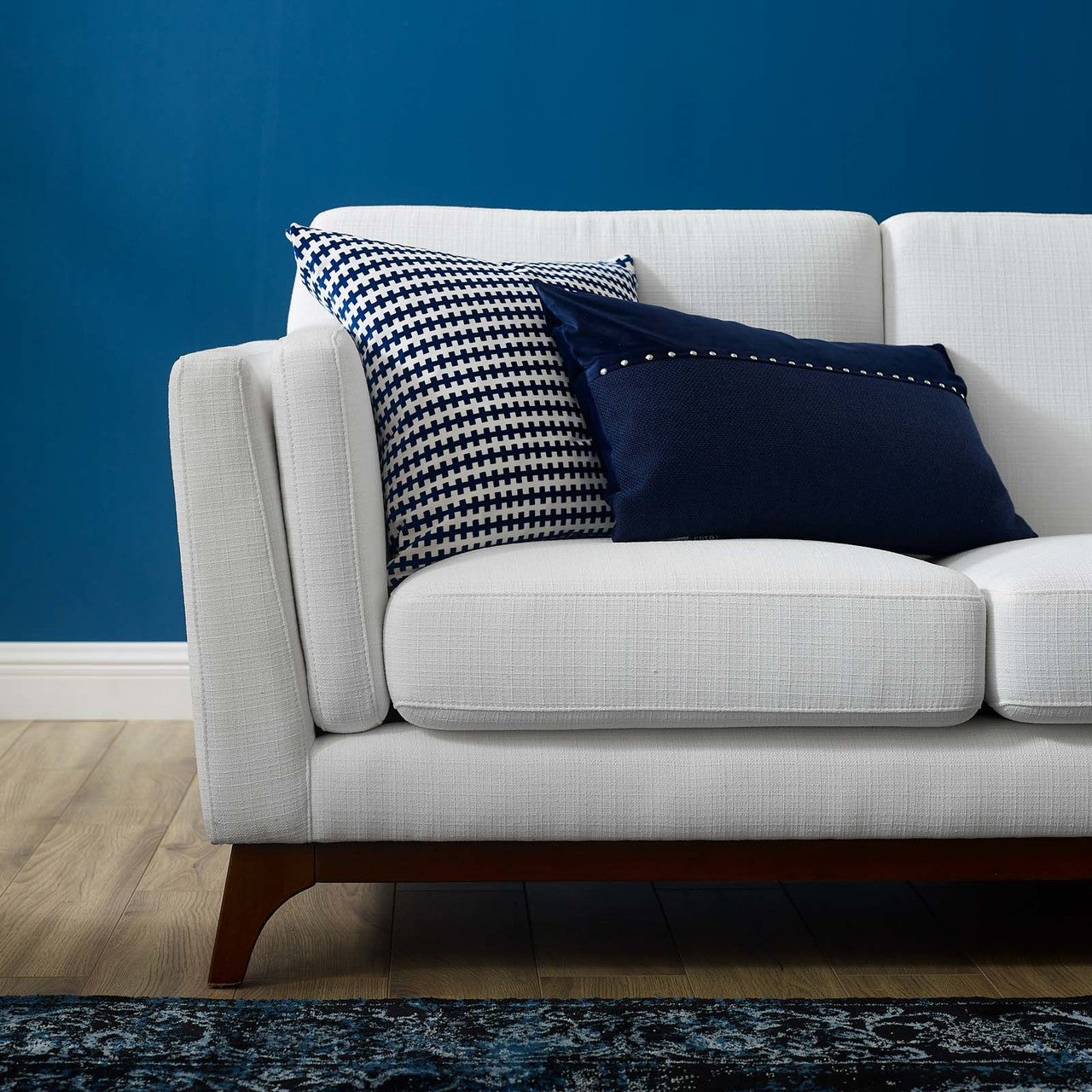 Chance Upholstered Fabric Sofa, Fabric, White 14118