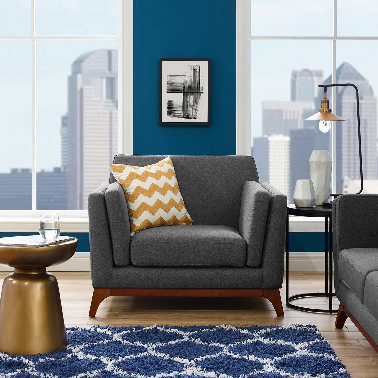 Chance Upholstered Fabric Armchair, Fabric, Grey Gray 14120