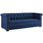 Heritage Upholstered Velvet Sofa, Velvet Fabric, Navy Blue 14126