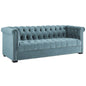 Heritage Upholstered Velvet Sofa, Velvet Fabric, Blue 14127