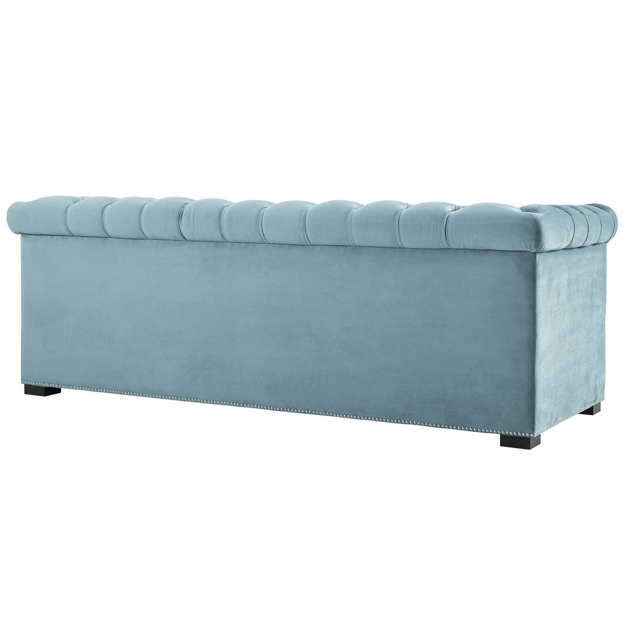 Heritage Upholstered Velvet Sofa, Velvet Fabric, Blue 14127