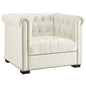 Heritage Upholstered Velvet Armchair, Velvet Fabric, Ivory White 14129