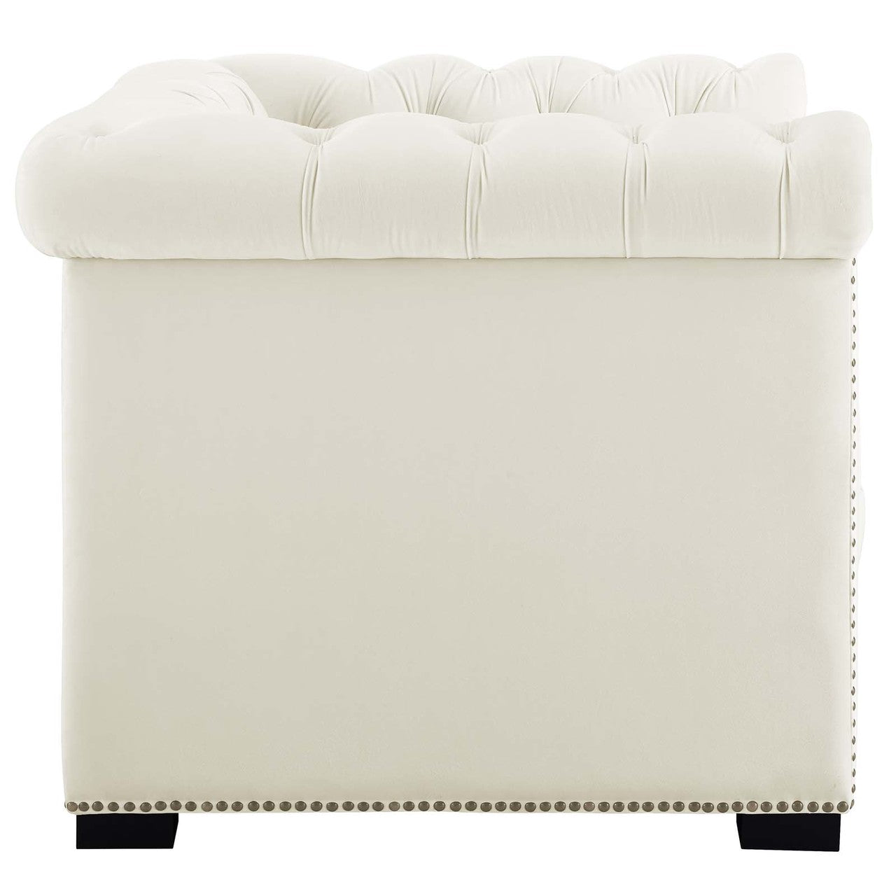 Heritage Upholstered Velvet Armchair, Velvet Fabric, Ivory White 14129