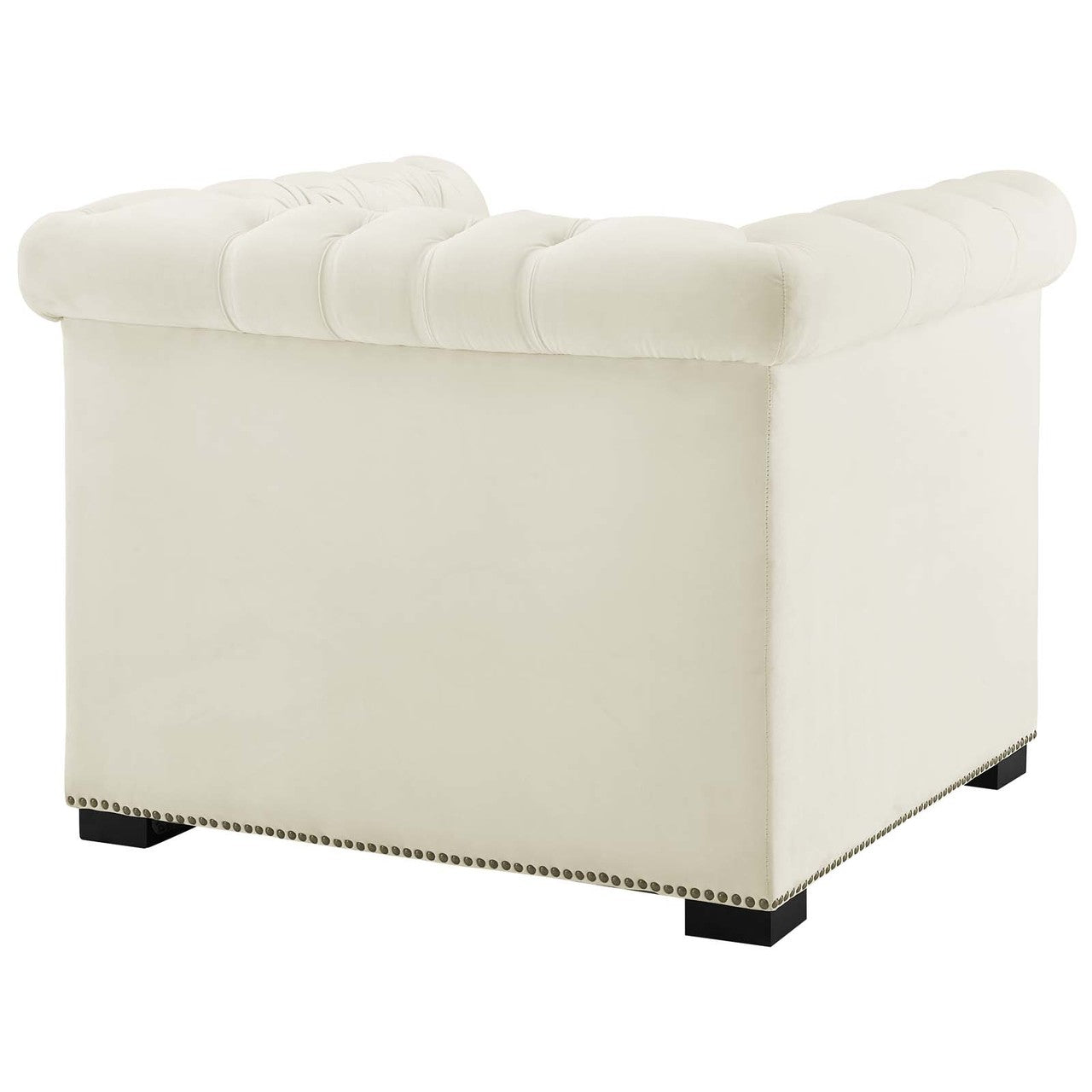 Heritage Upholstered Velvet Armchair, Velvet Fabric, Ivory White 14129