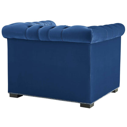Heritage Upholstered Velvet Armchair, Velvet Fabric, Navy Blue 14130