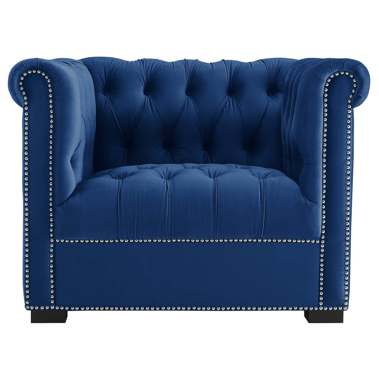 Heritage Upholstered Velvet Armchair, Velvet Fabric, Navy Blue 14130