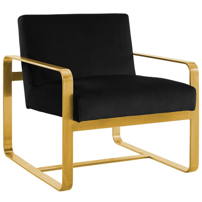 Astute Upholstered Velvet Armchair, Velvet Fabric, Black 15037