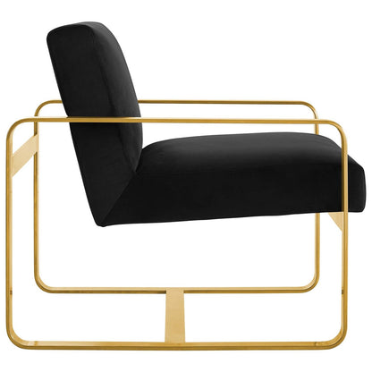 Astute Upholstered Velvet Armchair, Velvet Fabric, Black 15037