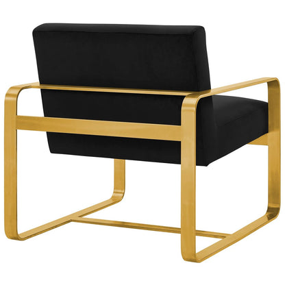 Astute Upholstered Velvet Armchair, Velvet Fabric, Black 15037