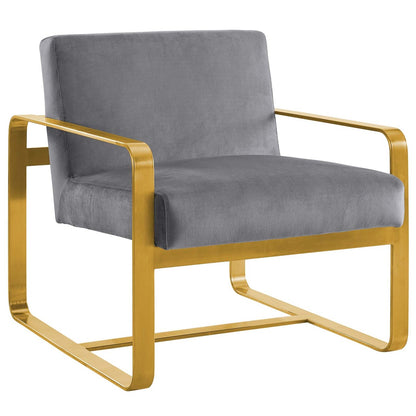 Astute Upholstered Velvet Armchair, Velvet Fabric, Grey Gray 15038