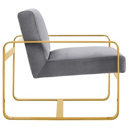 Astute Upholstered Velvet Armchair, Velvet Fabric, Grey Gray 15038