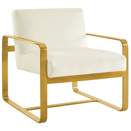 Astute Upholstered Velvet Armchair, Velvet Fabric, Ivory White 15039