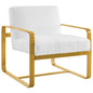 Astute Upholstered Velvet Armchair, Velvet Fabric, White 14137