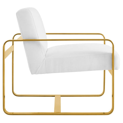 Astute Upholstered Velvet Armchair, Velvet Fabric, White 14137