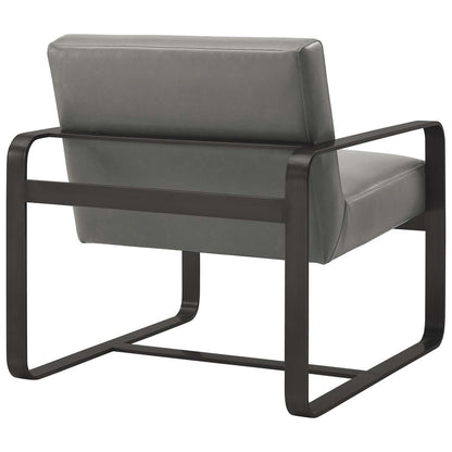 Astute Faux Leather Armchair, Faux Vinyl Leather, Grey Gray 14138