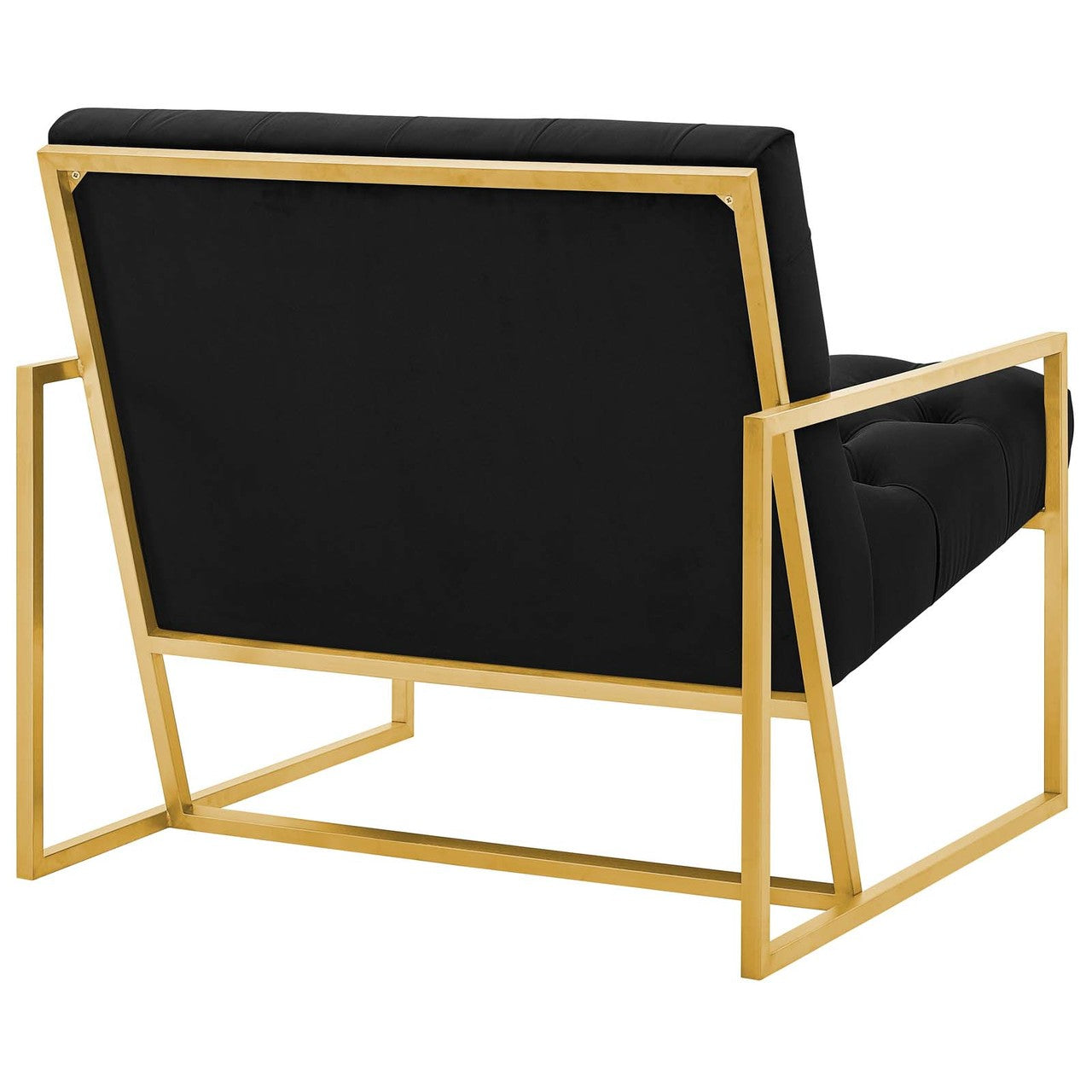 Bequest Gold Stainless Steel Upholstered Velvet Accent Chair, Velvet Fabric, Black 14139
